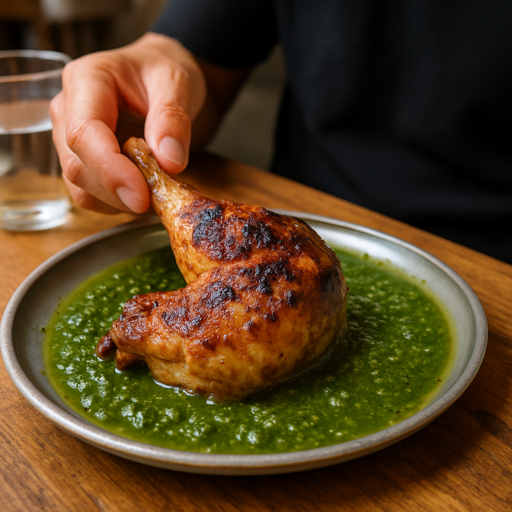 poulet braisé sauce verte